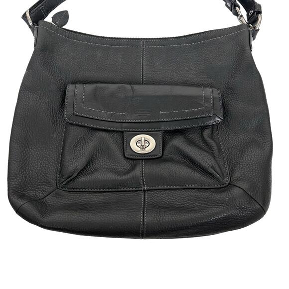 Coach Penelope Black Pebbled Leather Shoulder Bag - Picture 2 of 6